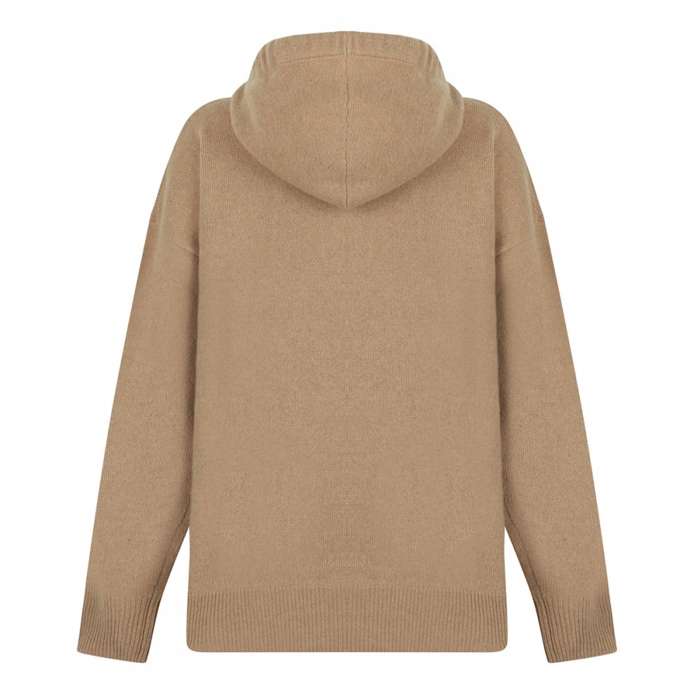 Camel virgin wool hooded sweater