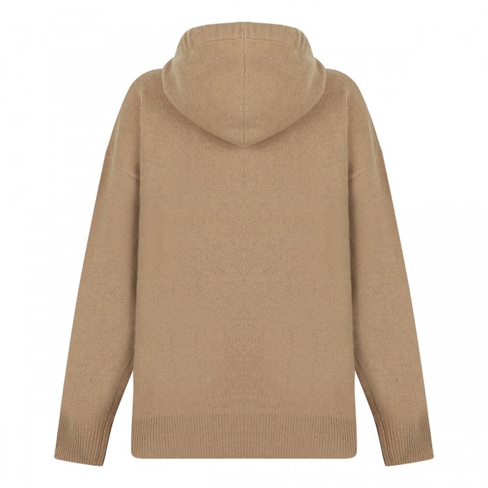 Camel virgin wool hooded sweater