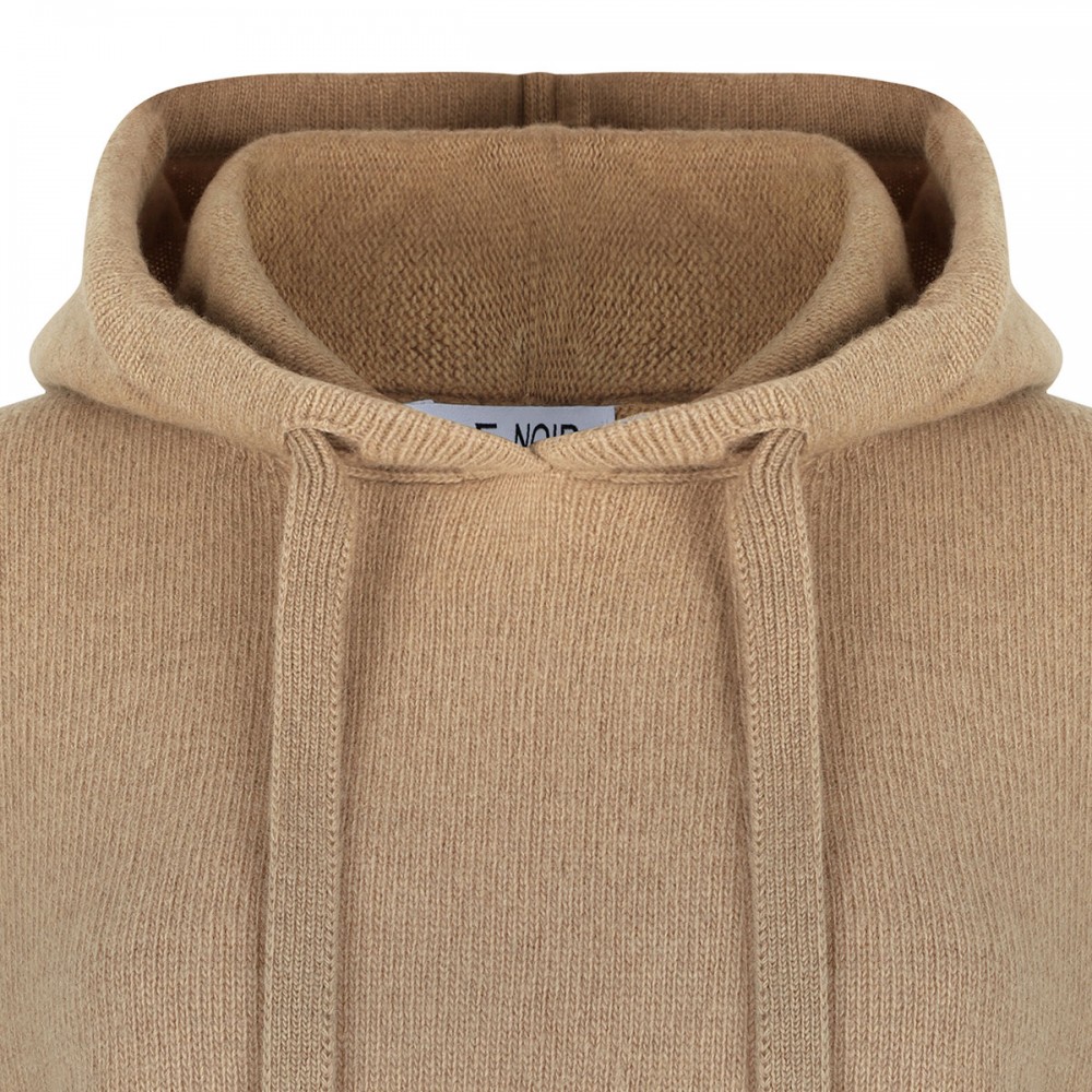 Camel virgin wool hooded sweater