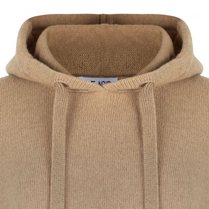 Camel virgin wool hooded sweater