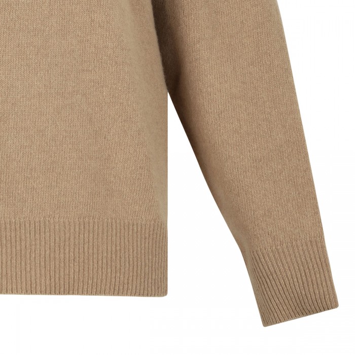 Camel virgin wool hooded sweater