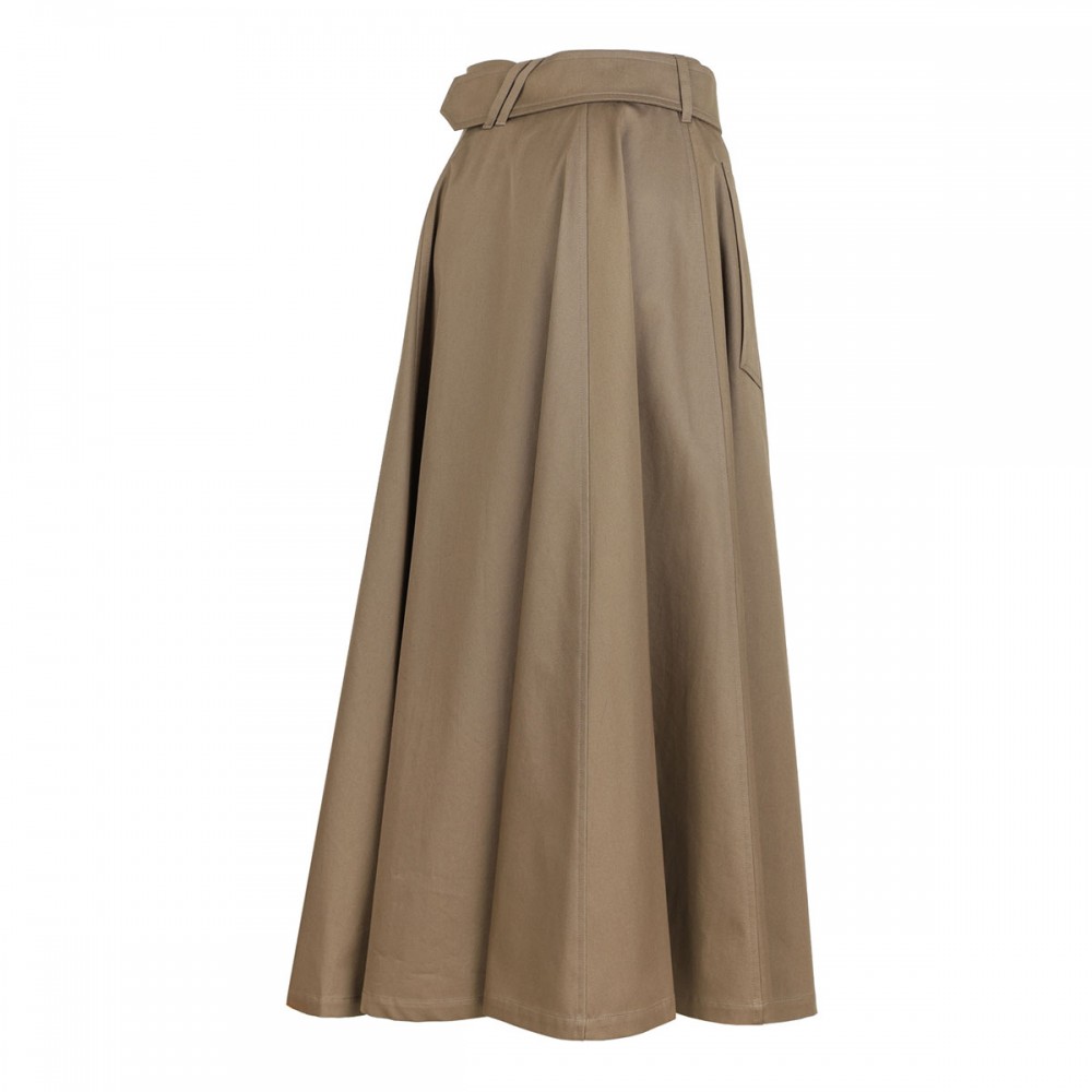 Gabardine trench midi skirt