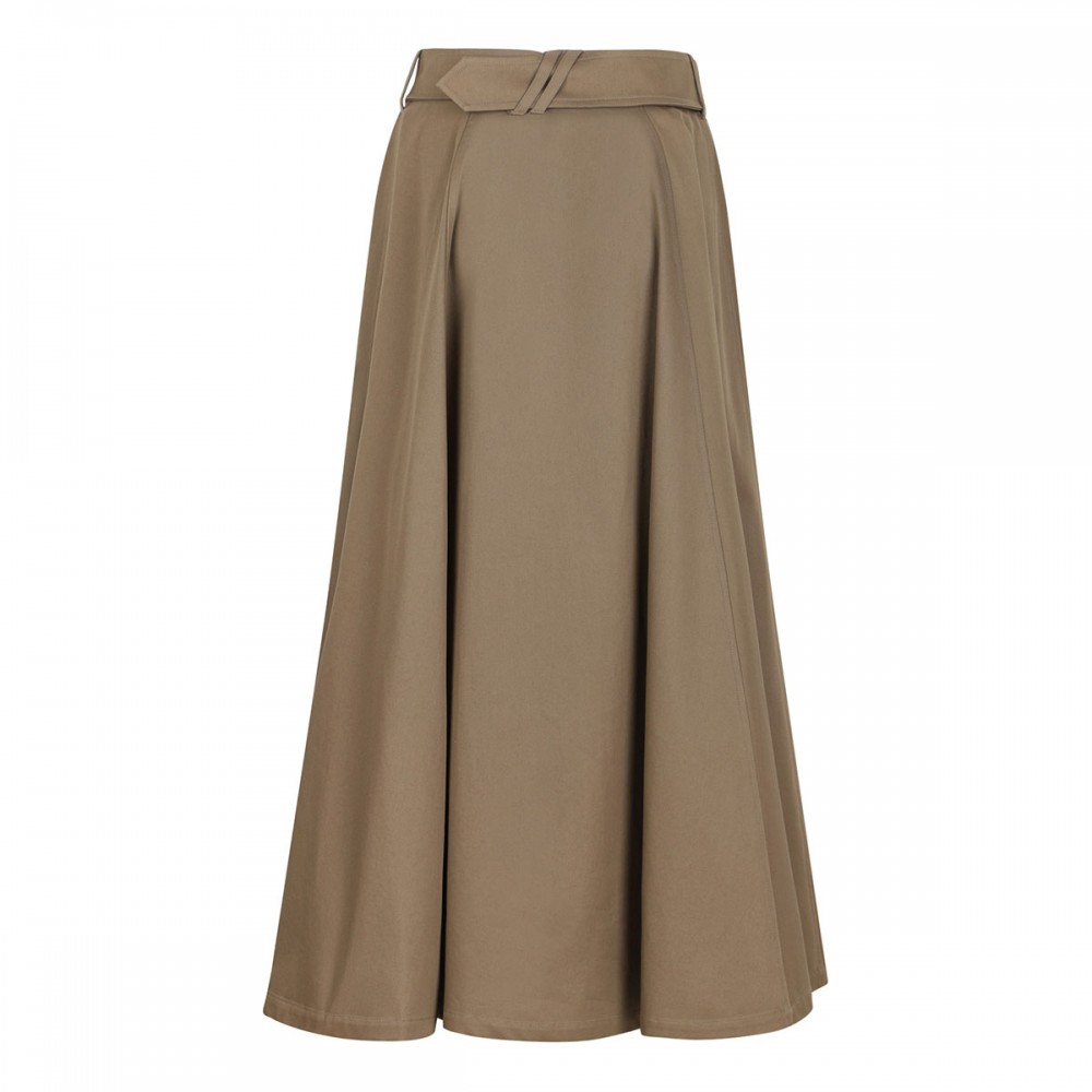 Gabardine trench midi skirt