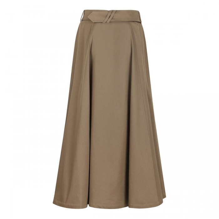 Gabardine trench midi skirt