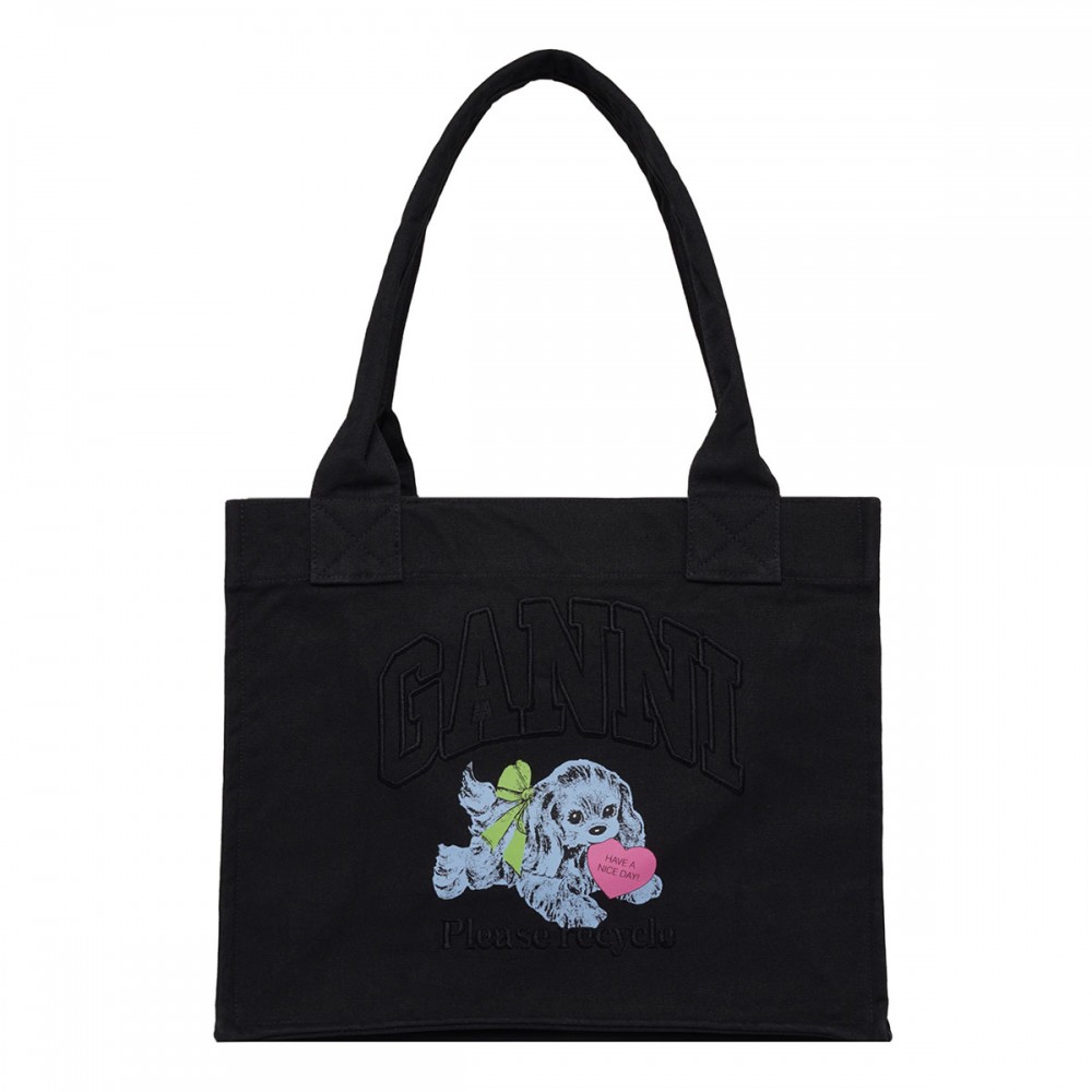 Black Puppy large tote