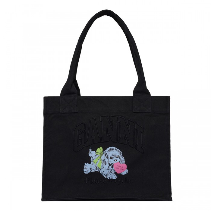 Black Puppy large tote