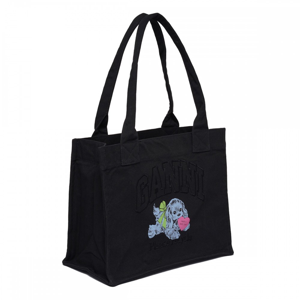 Black Puppy large tote