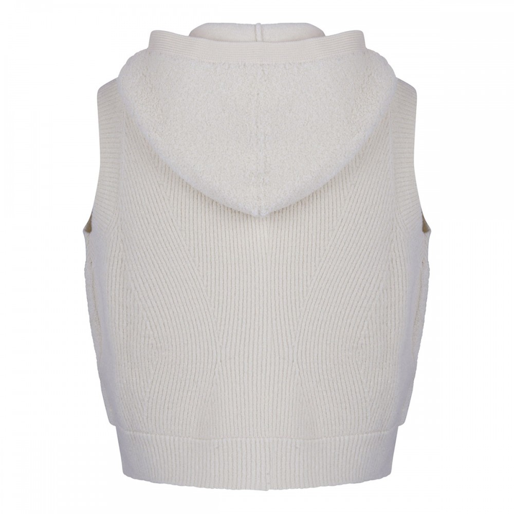 White wool sleeveless cardigan