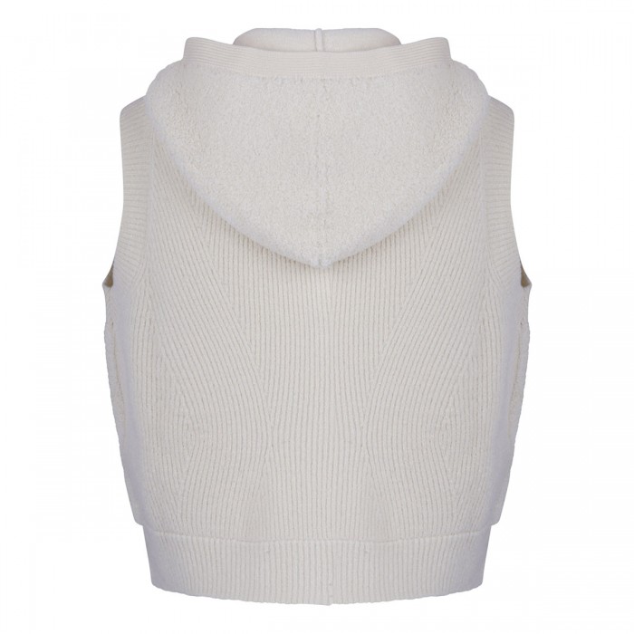 White wool sleeveless cardigan