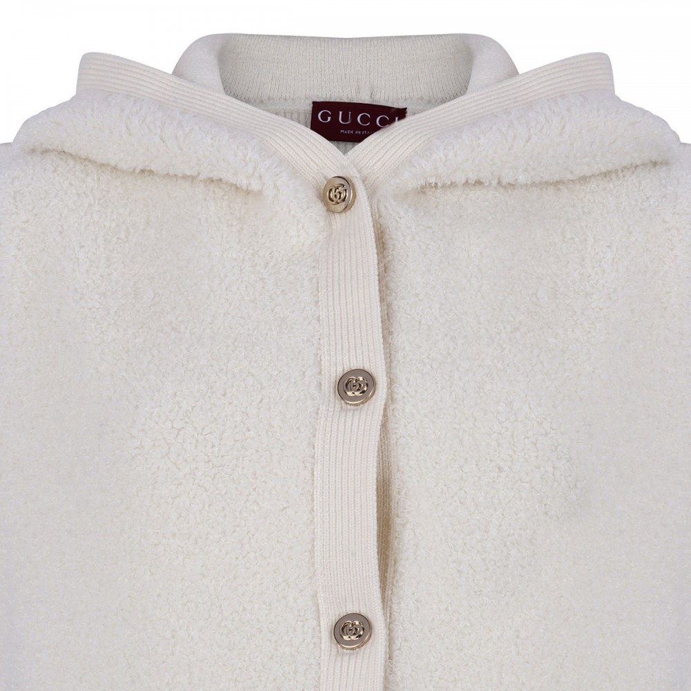 White wool sleeveless cardigan