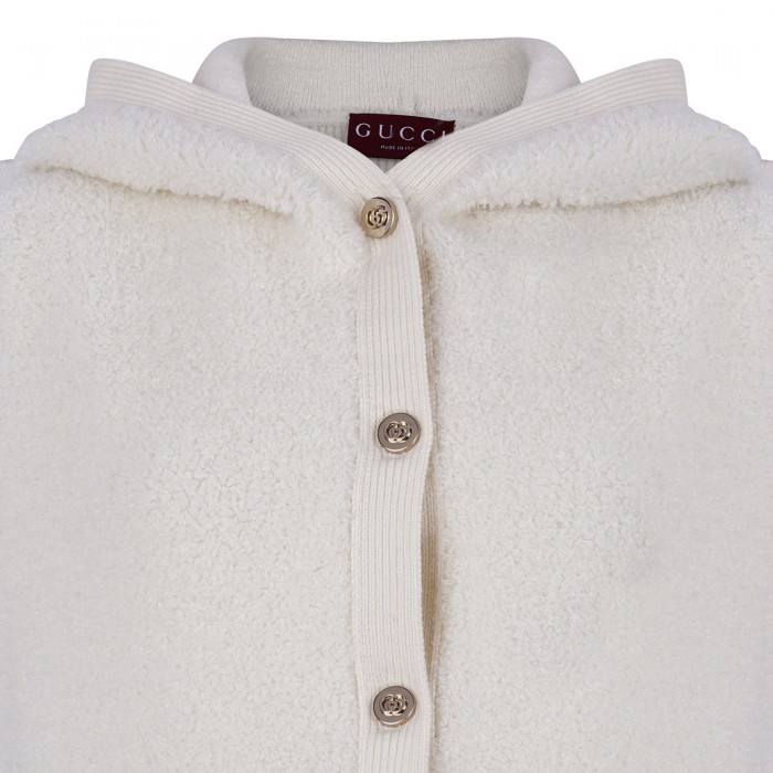 White wool sleeveless cardigan