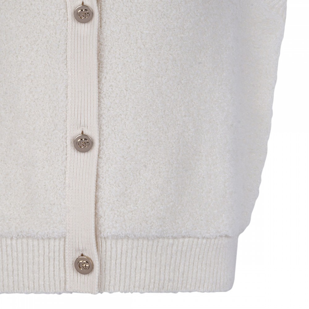 White wool sleeveless cardigan