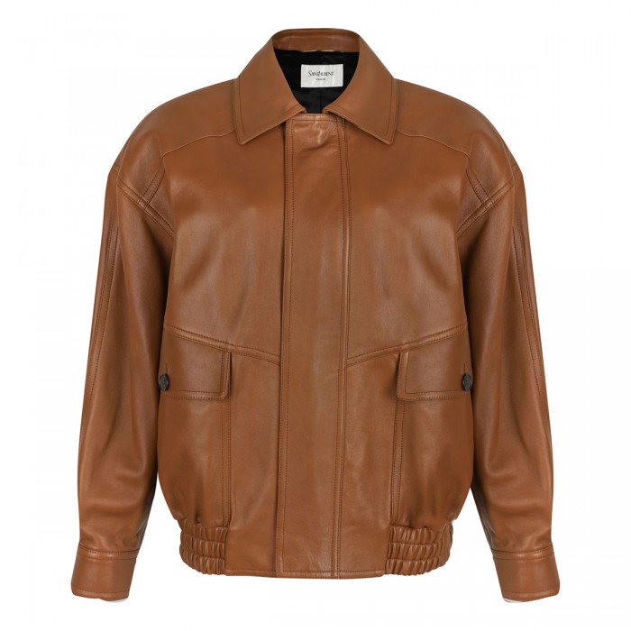 Leather bomber jacket