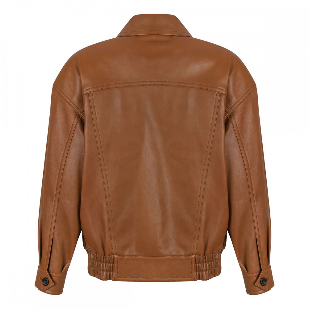 Leather bomber jacket