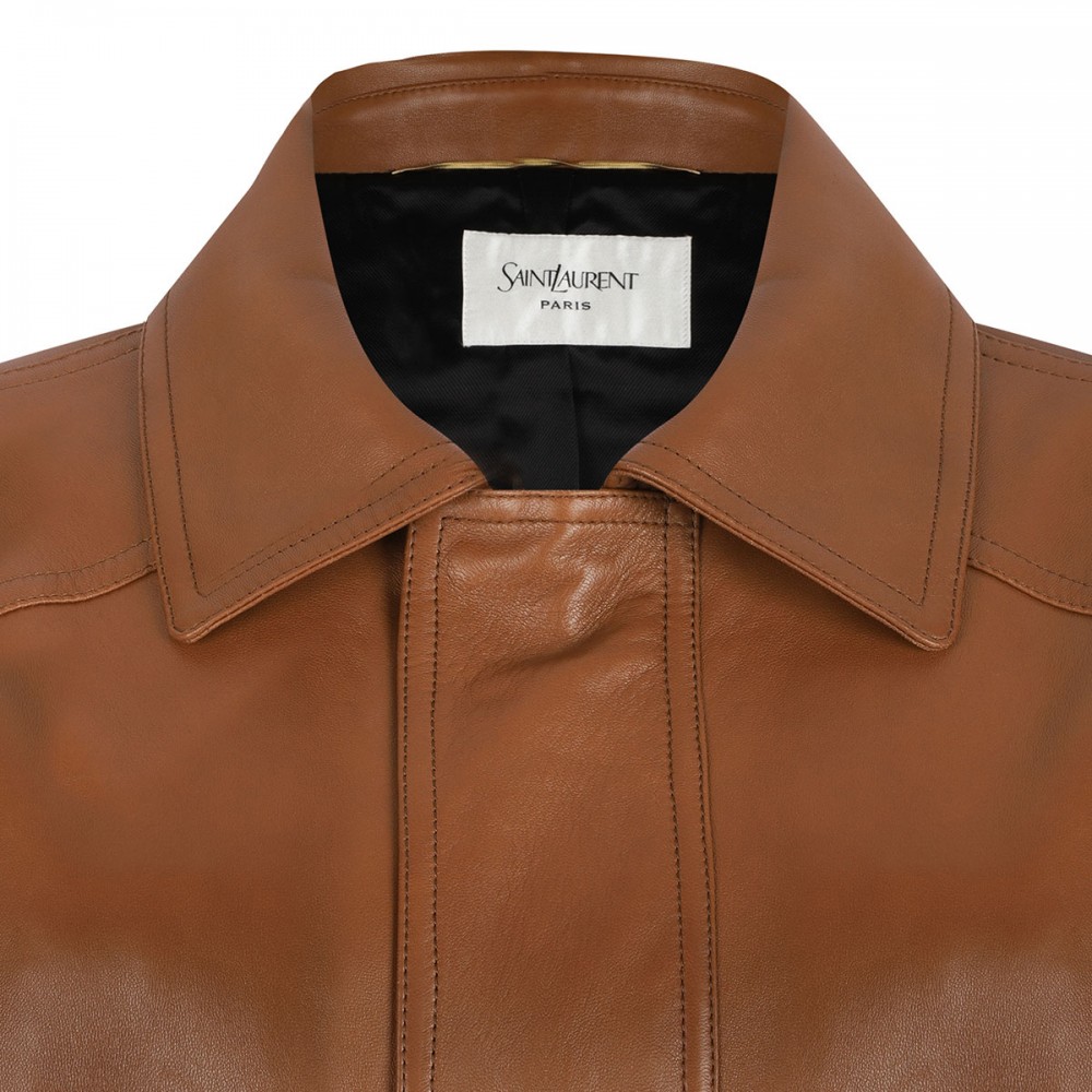 Leather bomber jacket