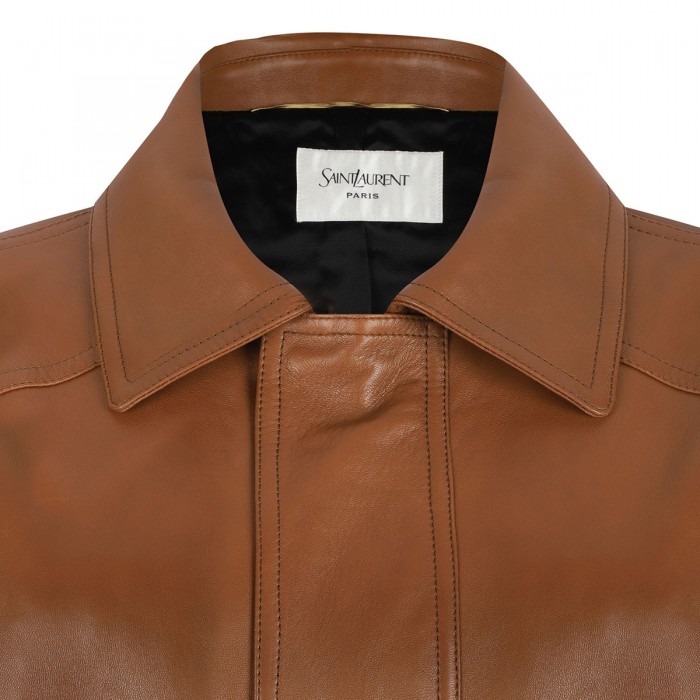Leather bomber jacket