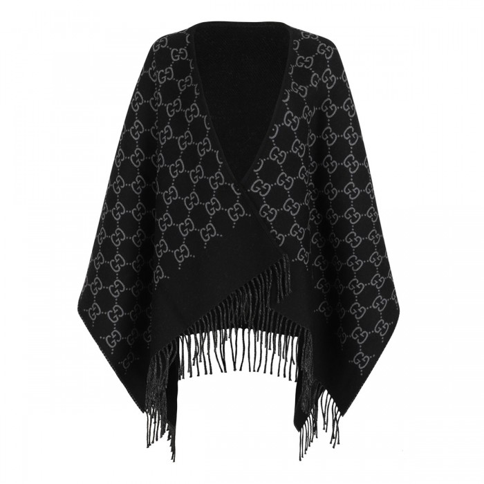 GG wool jacquard cape