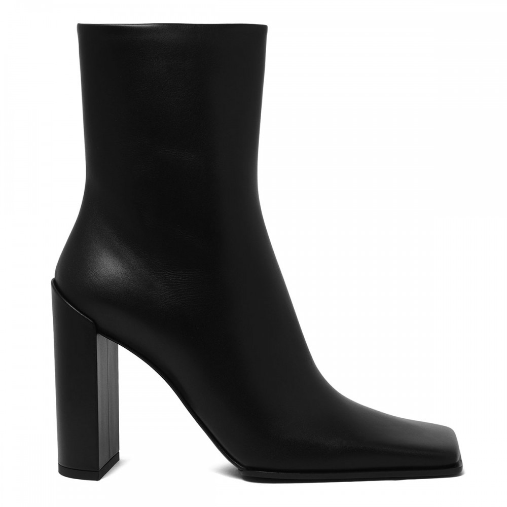 Black leather ankle boots