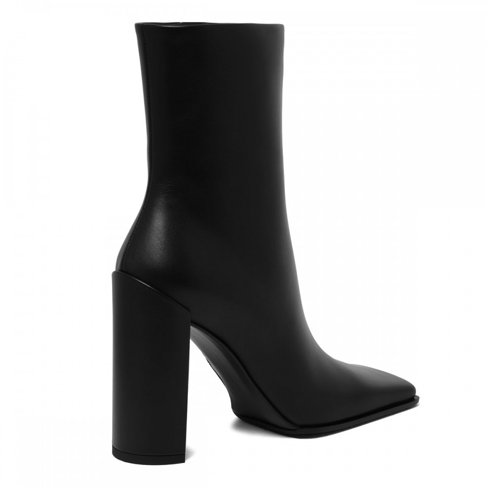 Black leather ankle boots