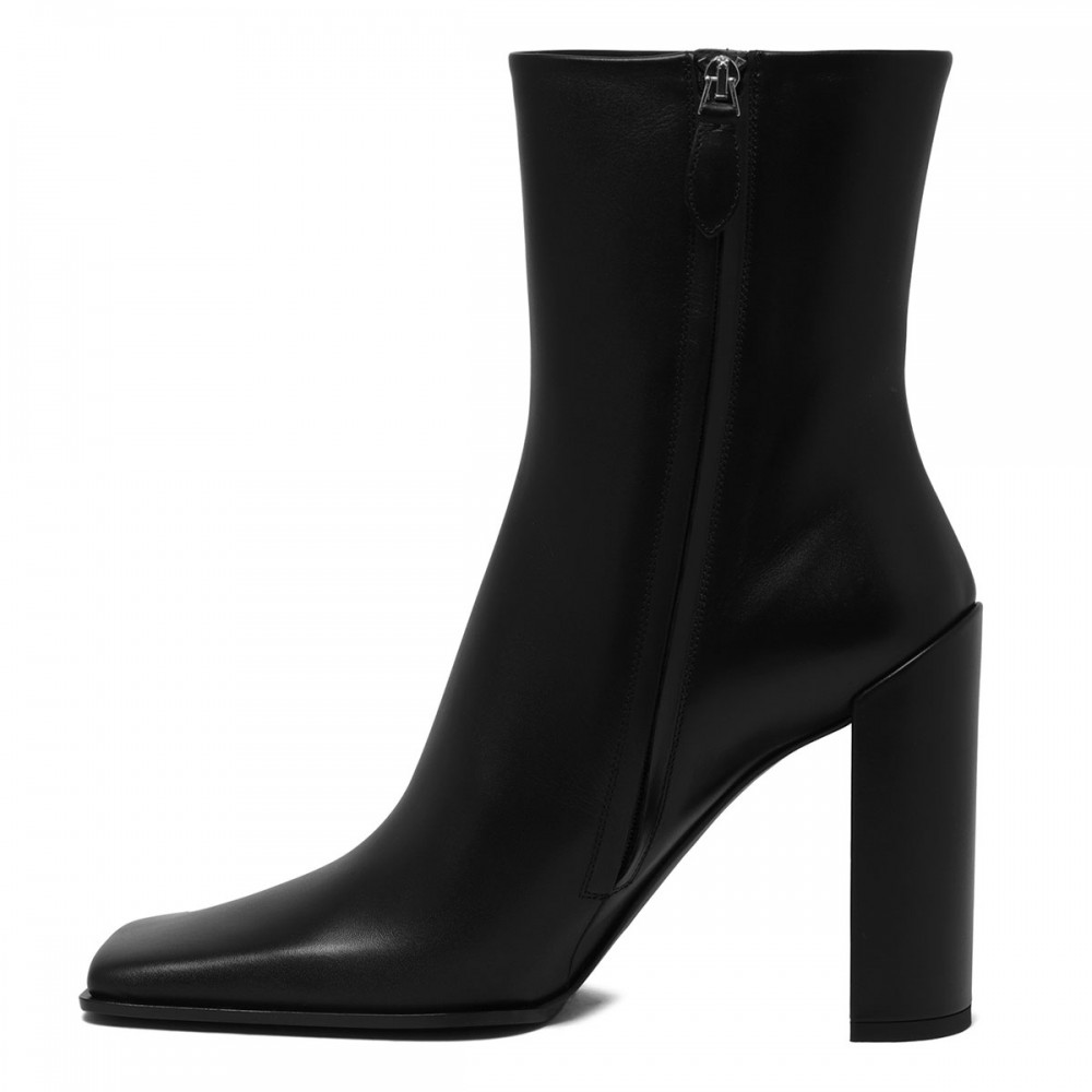 Black leather ankle boots