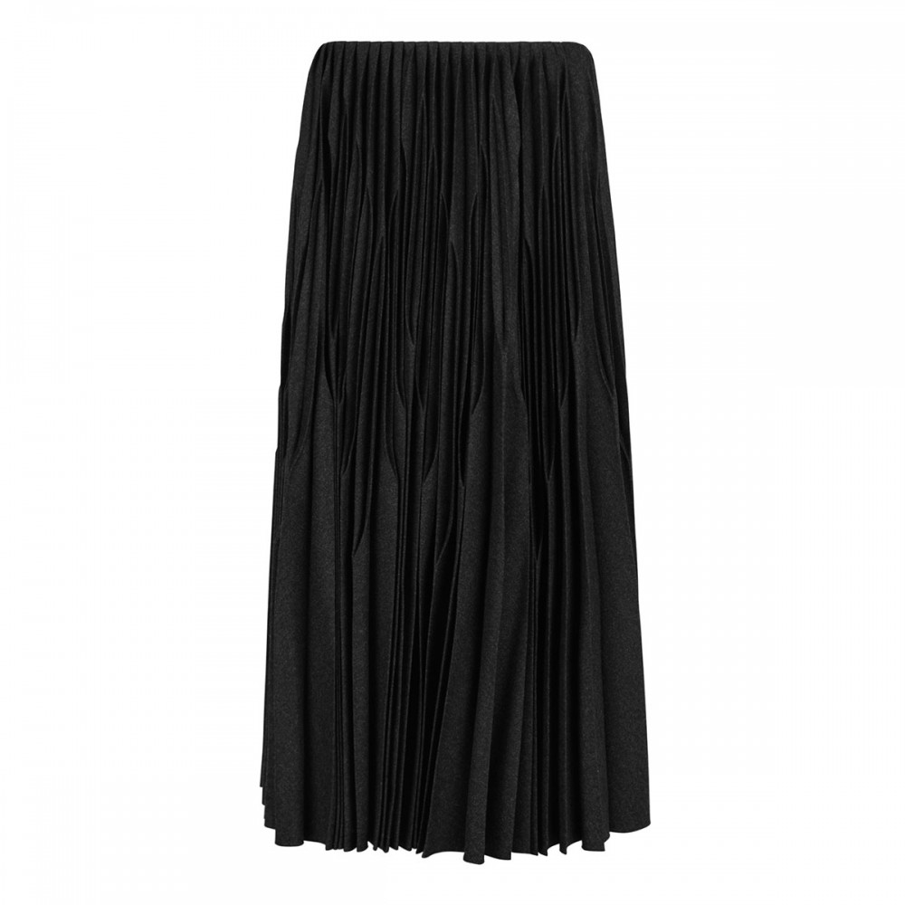 Flannel wool pleated skirt