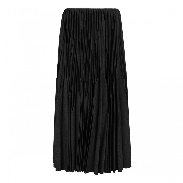 Flannel wool pleated skirt