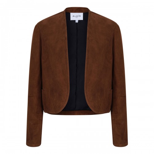 Hazelnut-hue suede blazer