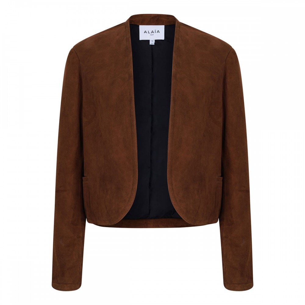 Hazelnut-hue suede blazer