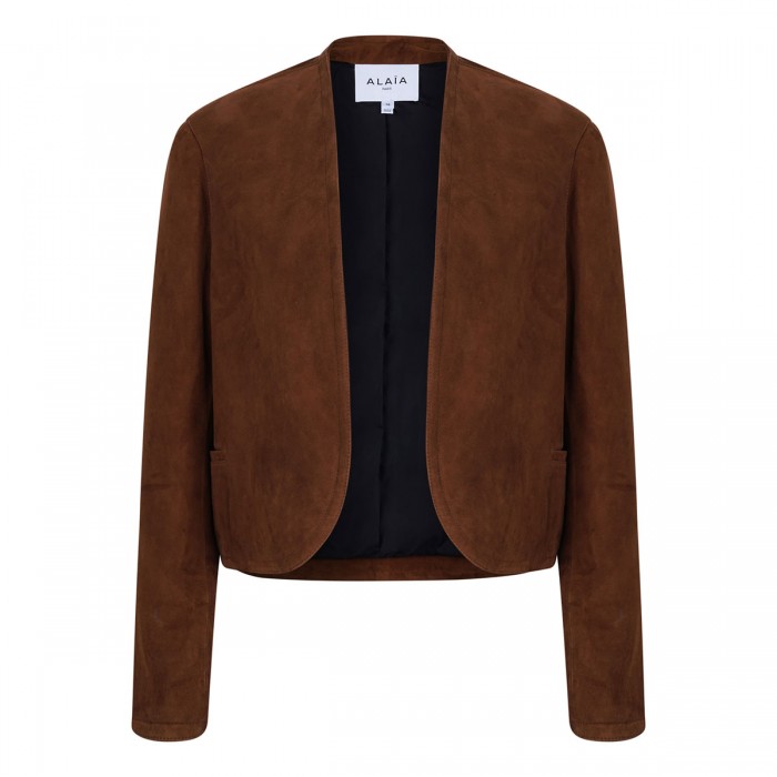 Hazelnut-hue suede blazer