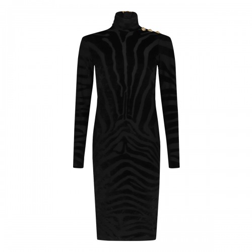 Zebra-print velvet dress