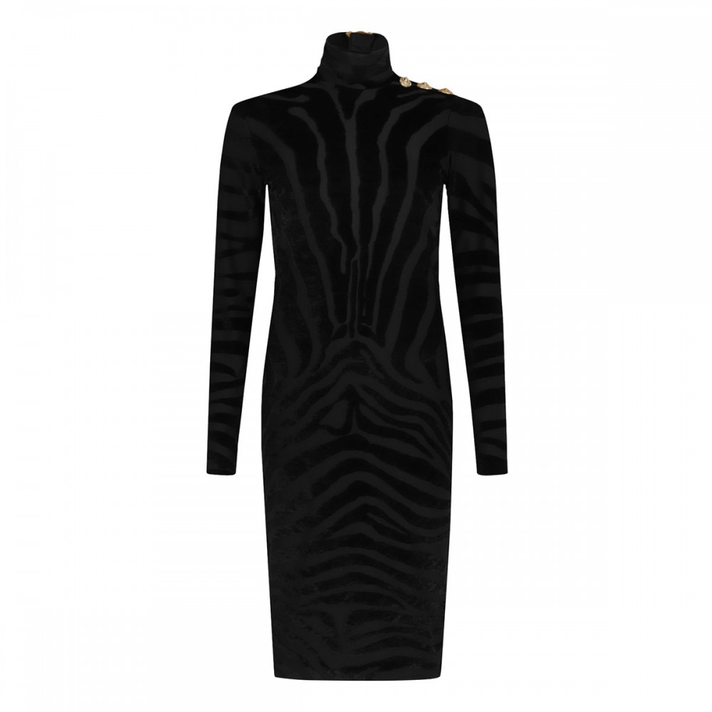 Zebra-print velvet dress