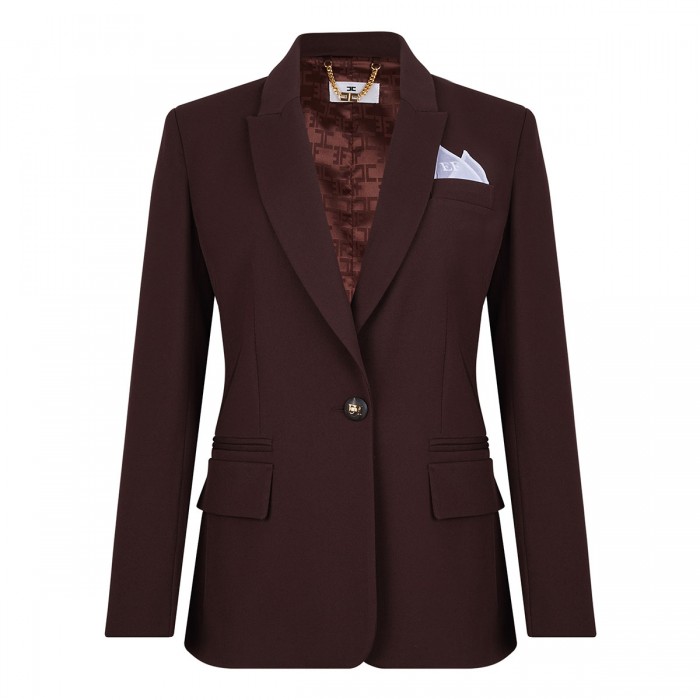 Coffee hue gabardine blazer