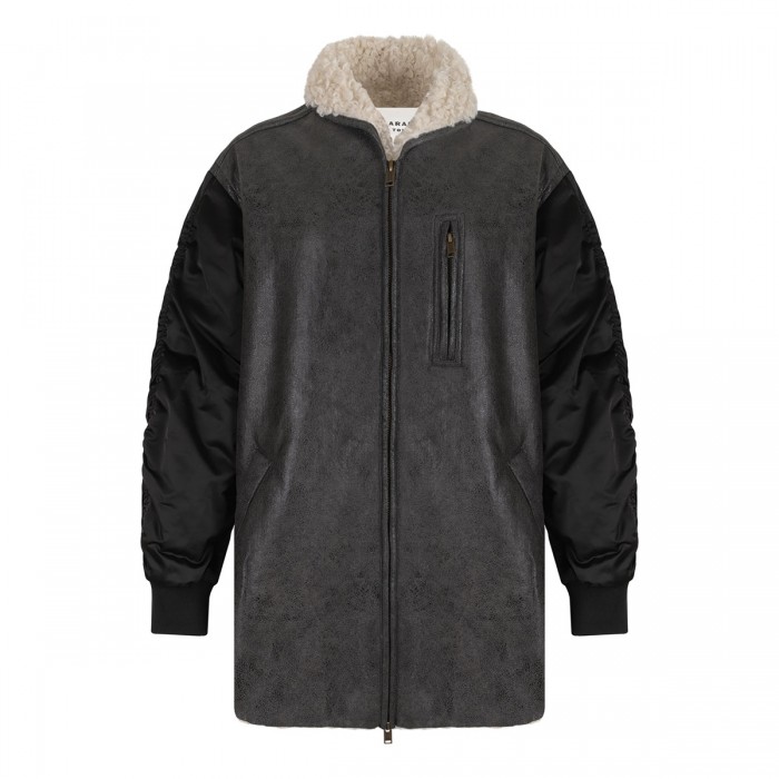 Evina shearling and nylon coat