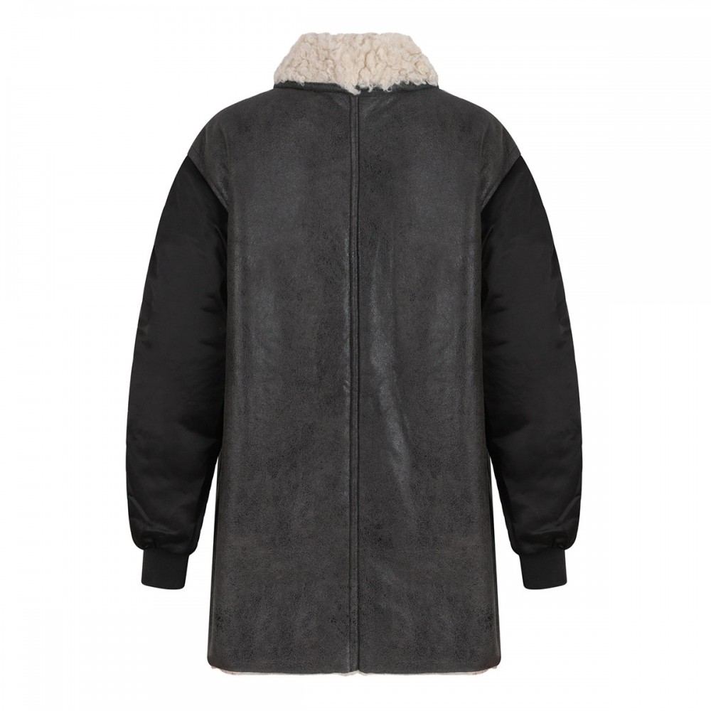 Evina shearling and nylon coat