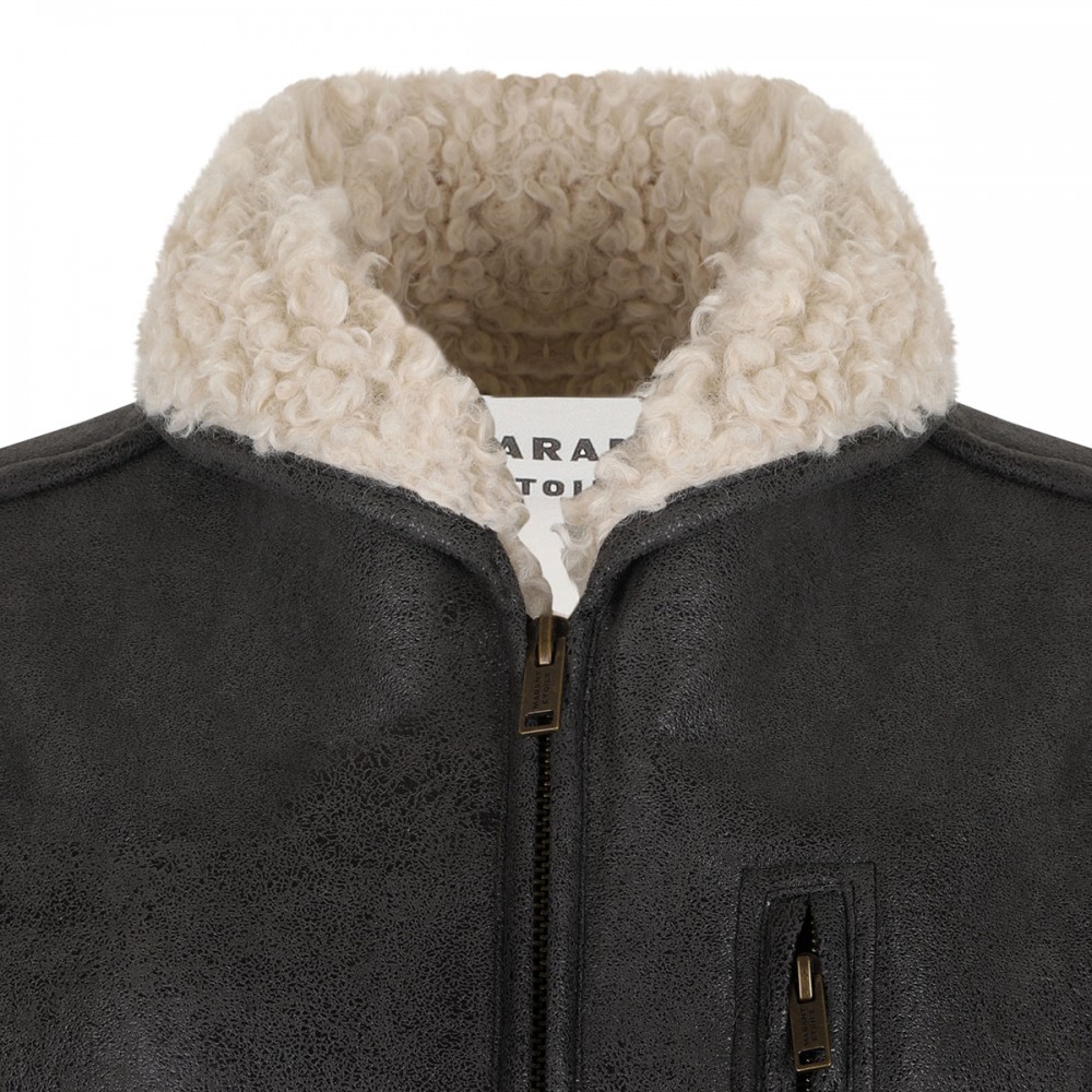 Evina shearling and nylon coat