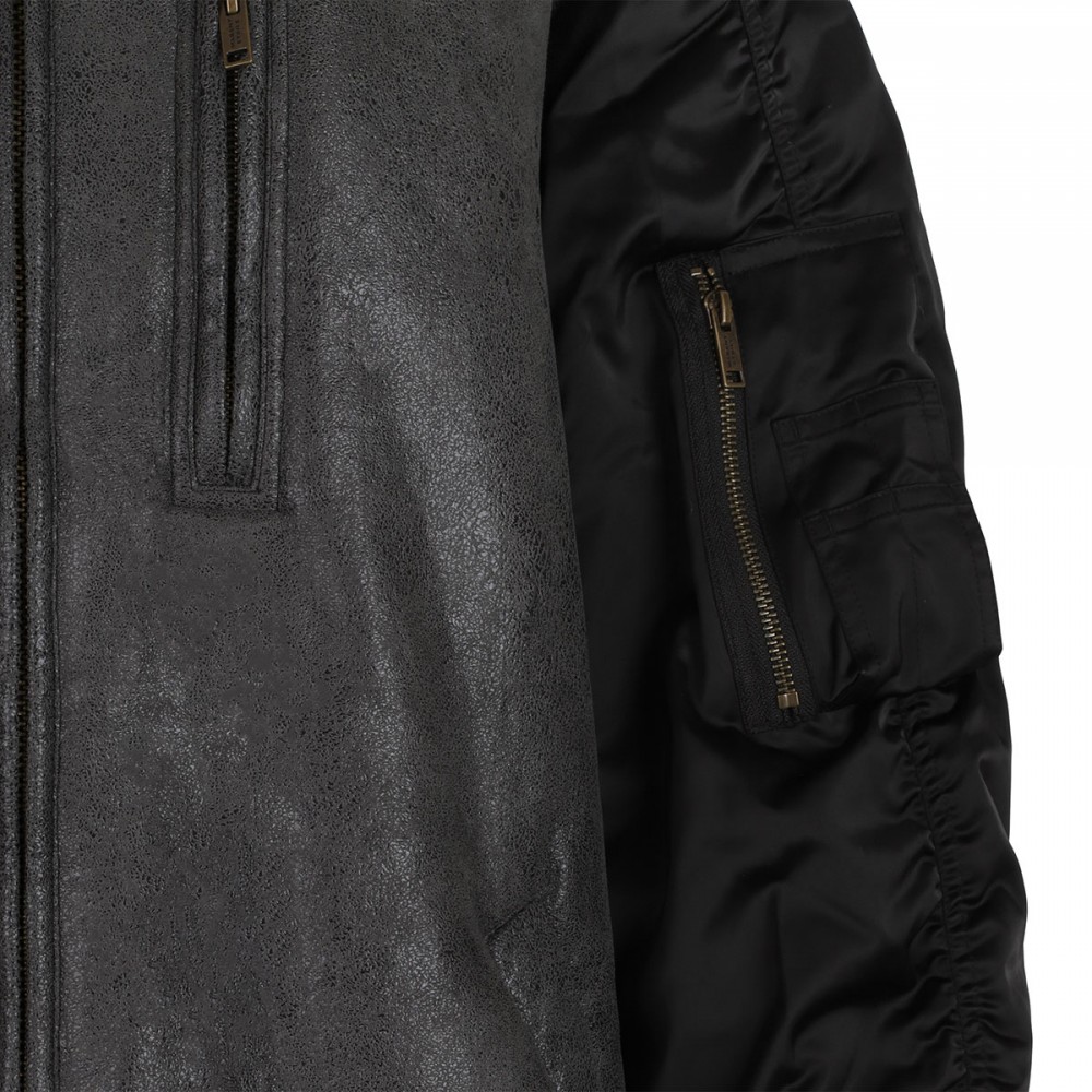 Evina shearling and nylon coat