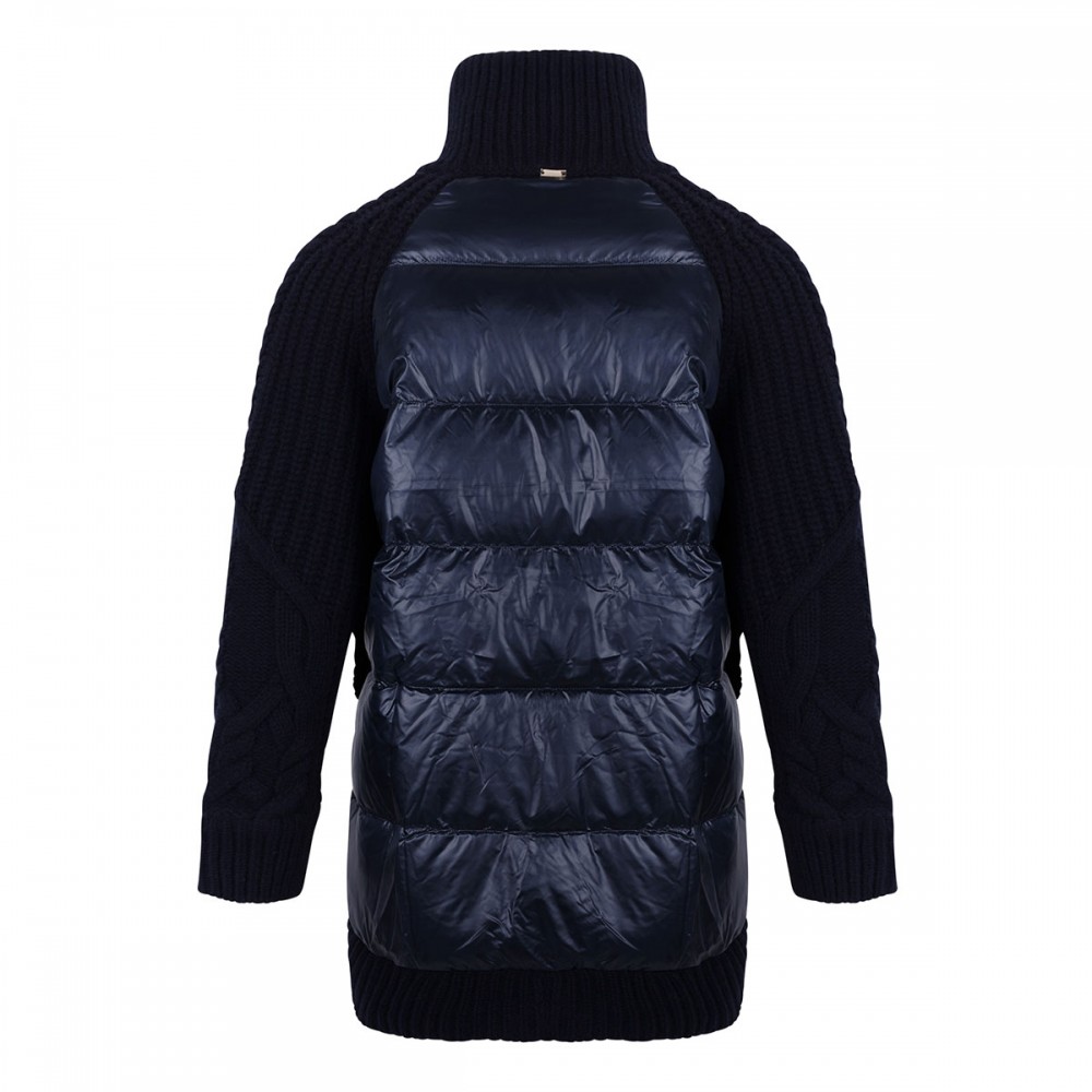 Wool and nylon down long jacket