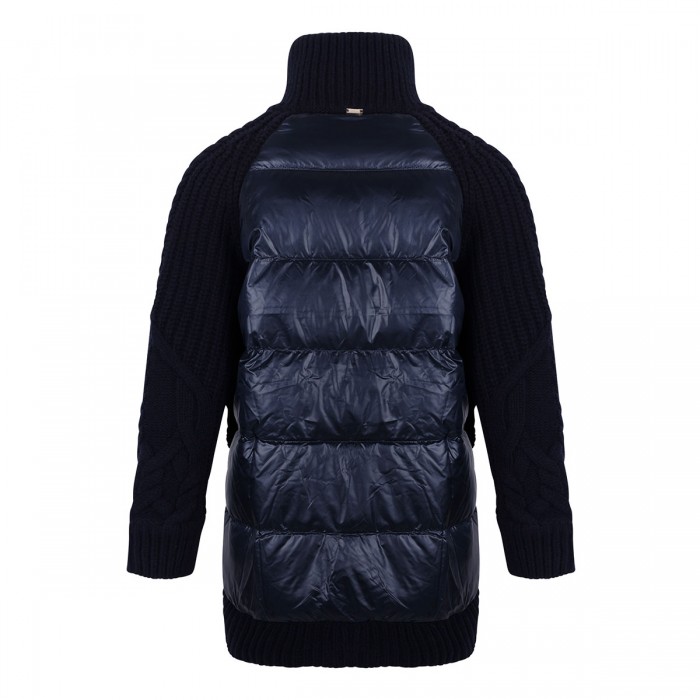 Wool and nylon down long jacket