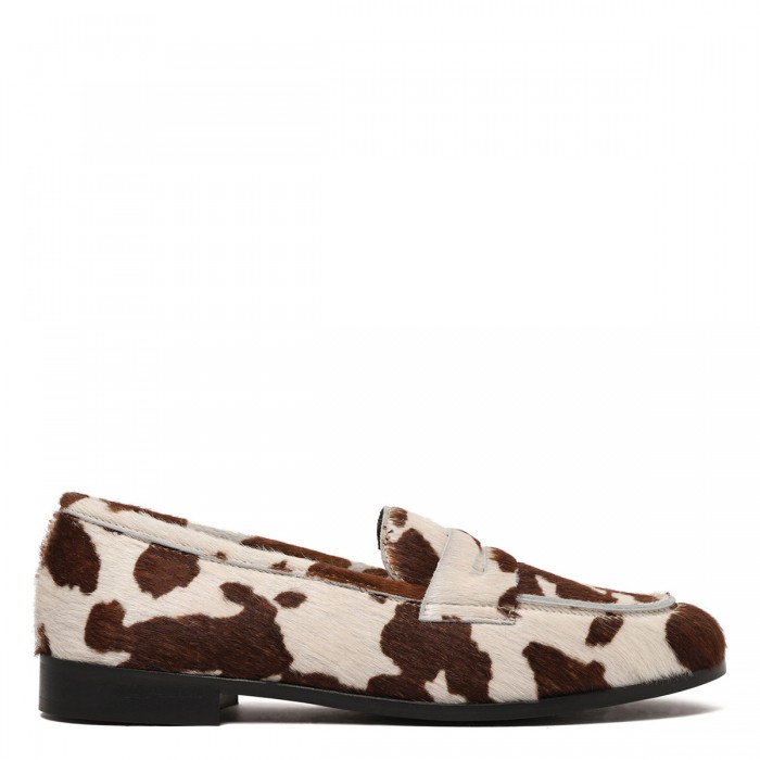 Cow-print calf-hair loafers