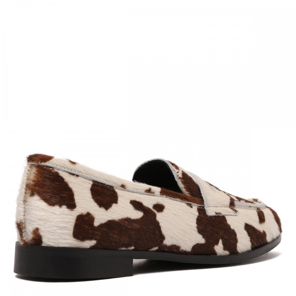 Cow-print calf-hair loafers