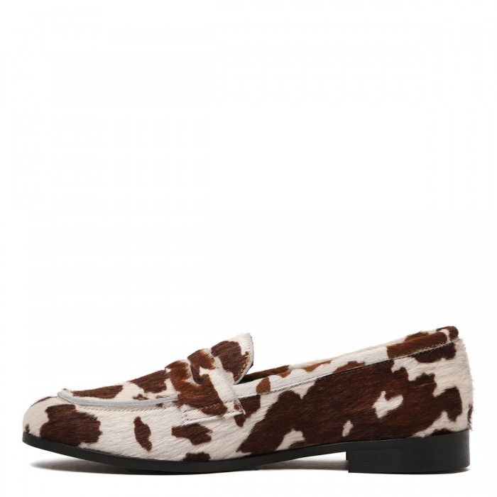 Cow-print calf-hair loafers