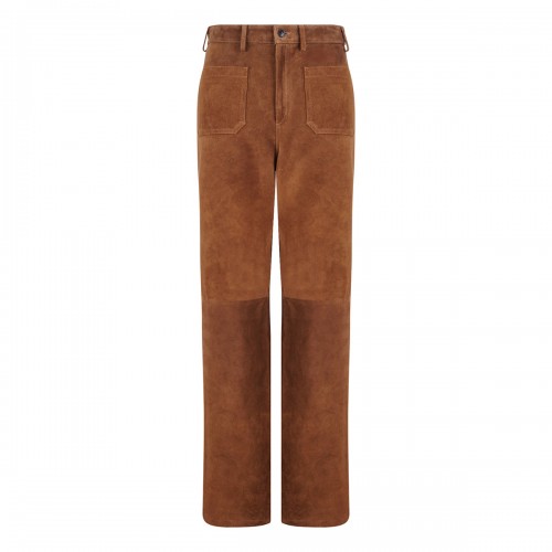 Brown suede leather pants