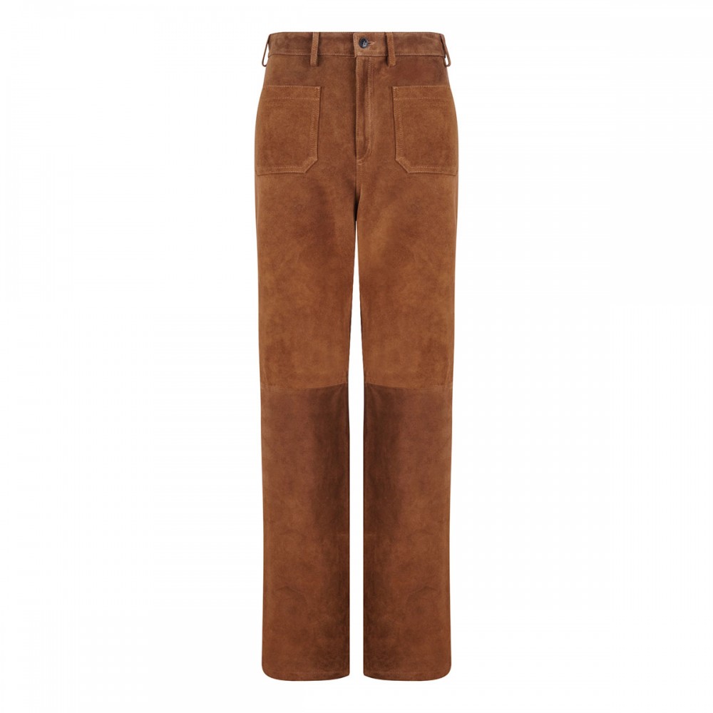 Brown suede leather pants