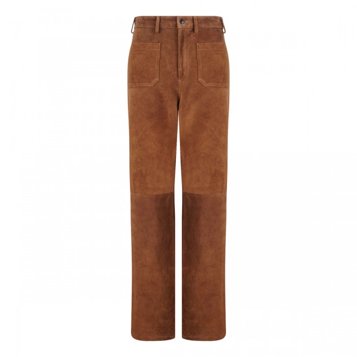 Brown suede leather pants