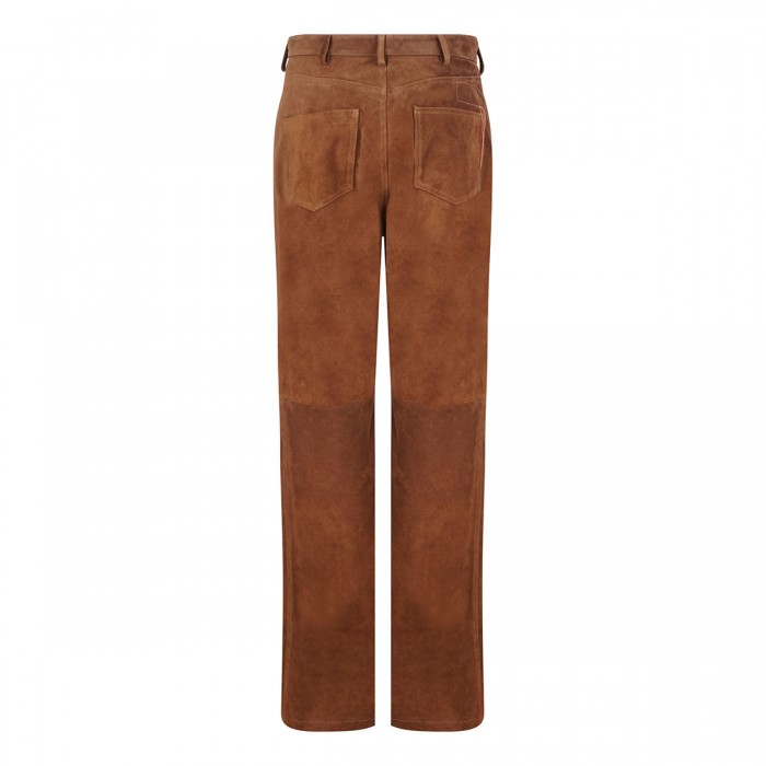 Brown suede leather pants