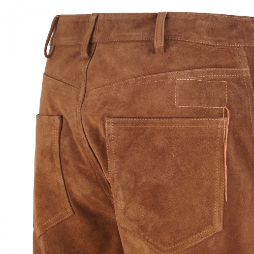 Brown suede leather pants 2
