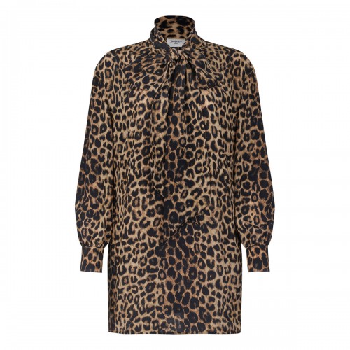 Leopard print silk mini dress