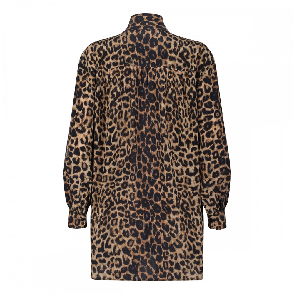 Leopard print silk mini dress