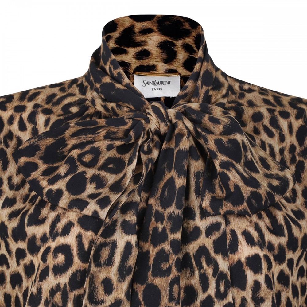 Leopard print silk mini dress