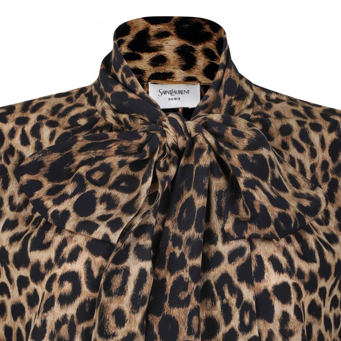 Leopard print silk mini dress